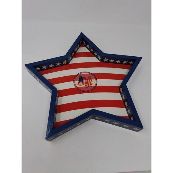 Lot of 3 Patriotic Serving Trays USA America Red White and Blue Bicentennial 4th - Picture 5 of 7